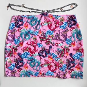 Dolls Kill Ivy Berlin “Hot Girl Dragon Print Mesh Skirt” Ravewear